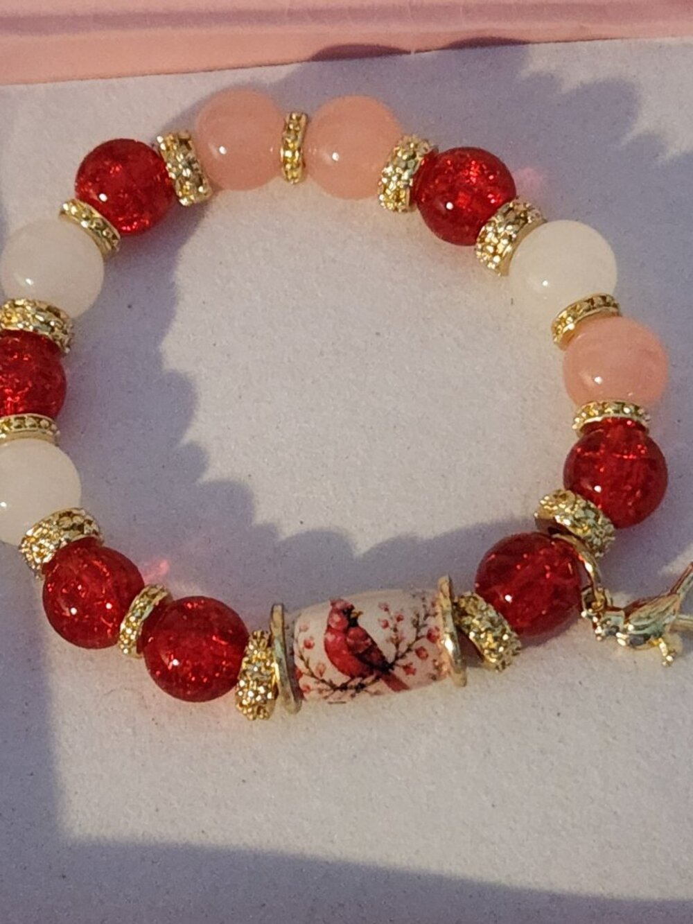 Beautiful cardinal inspired bracelet specialized box NEW